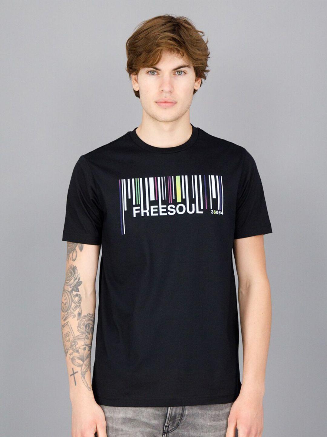 freesoul men typography printed pure cotton t-shirt