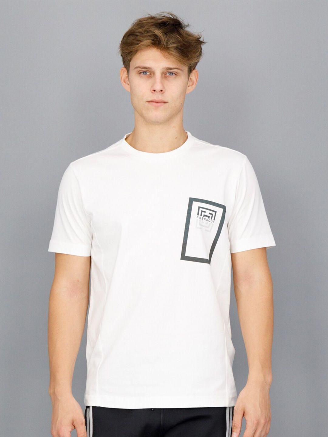 freesoul men white brand logo cotton t-shirt