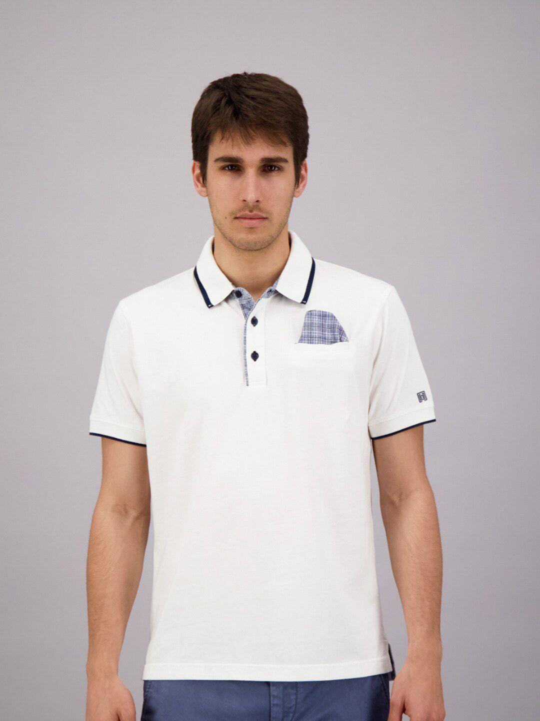 freesoul men white polo collar t-shirt