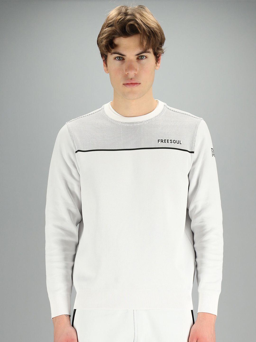 freesoul men white printed sweatshirt