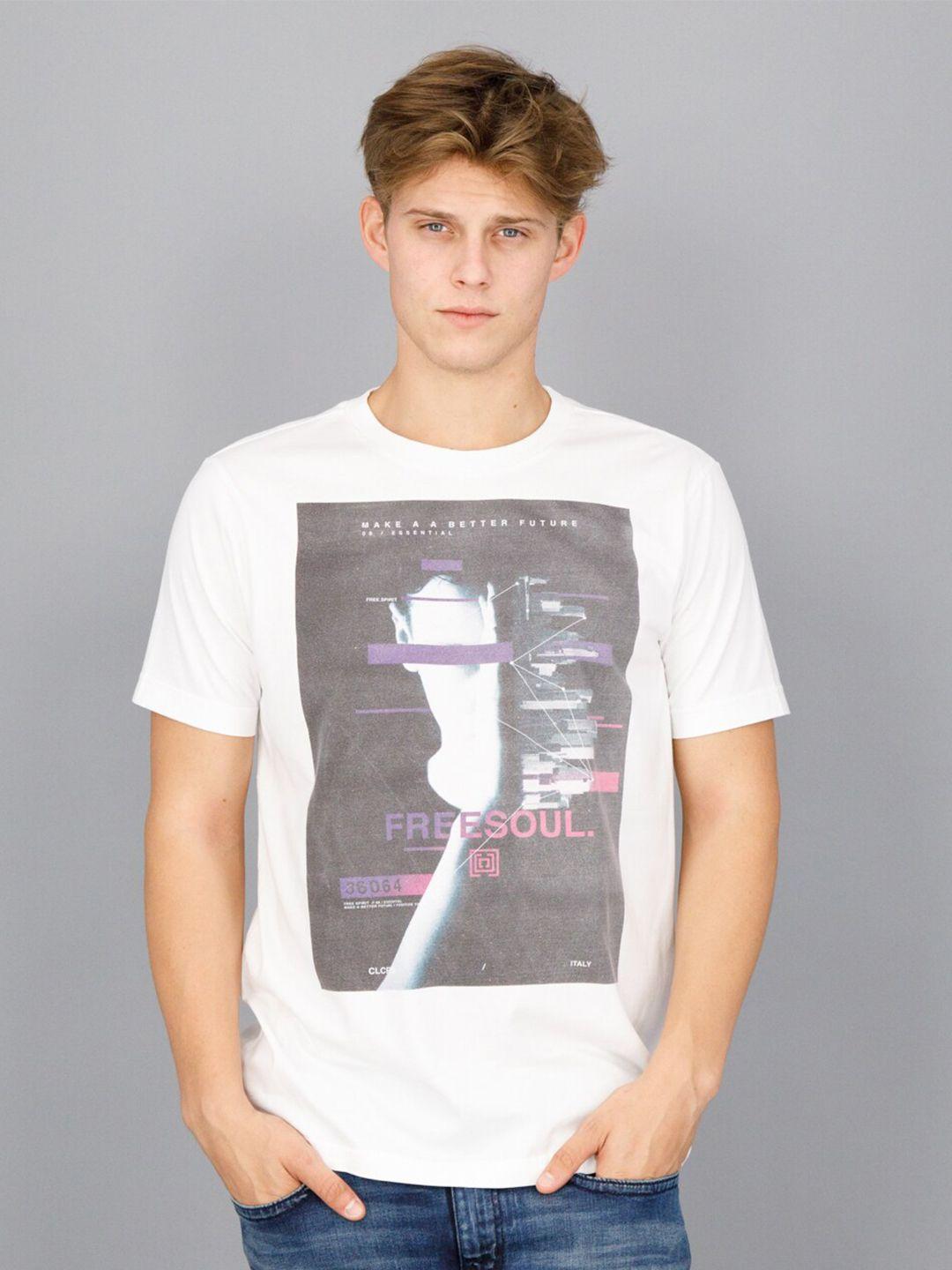 freesoul men white printed t-shirt