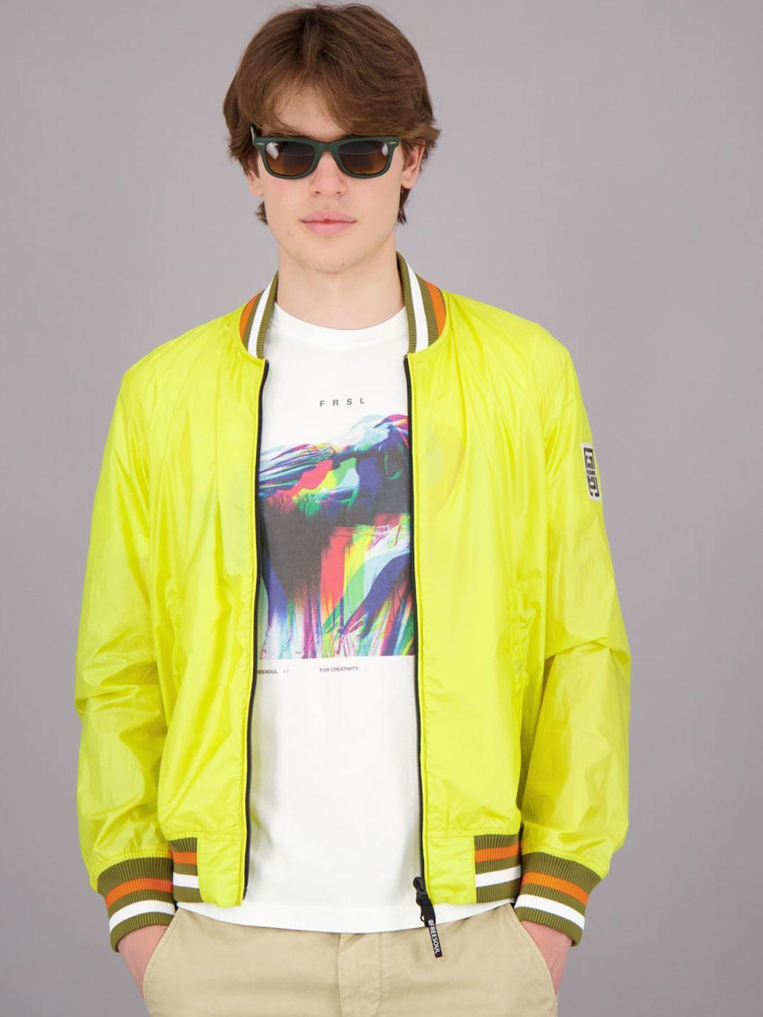 freesoul men yellow lightweight varsity jacket