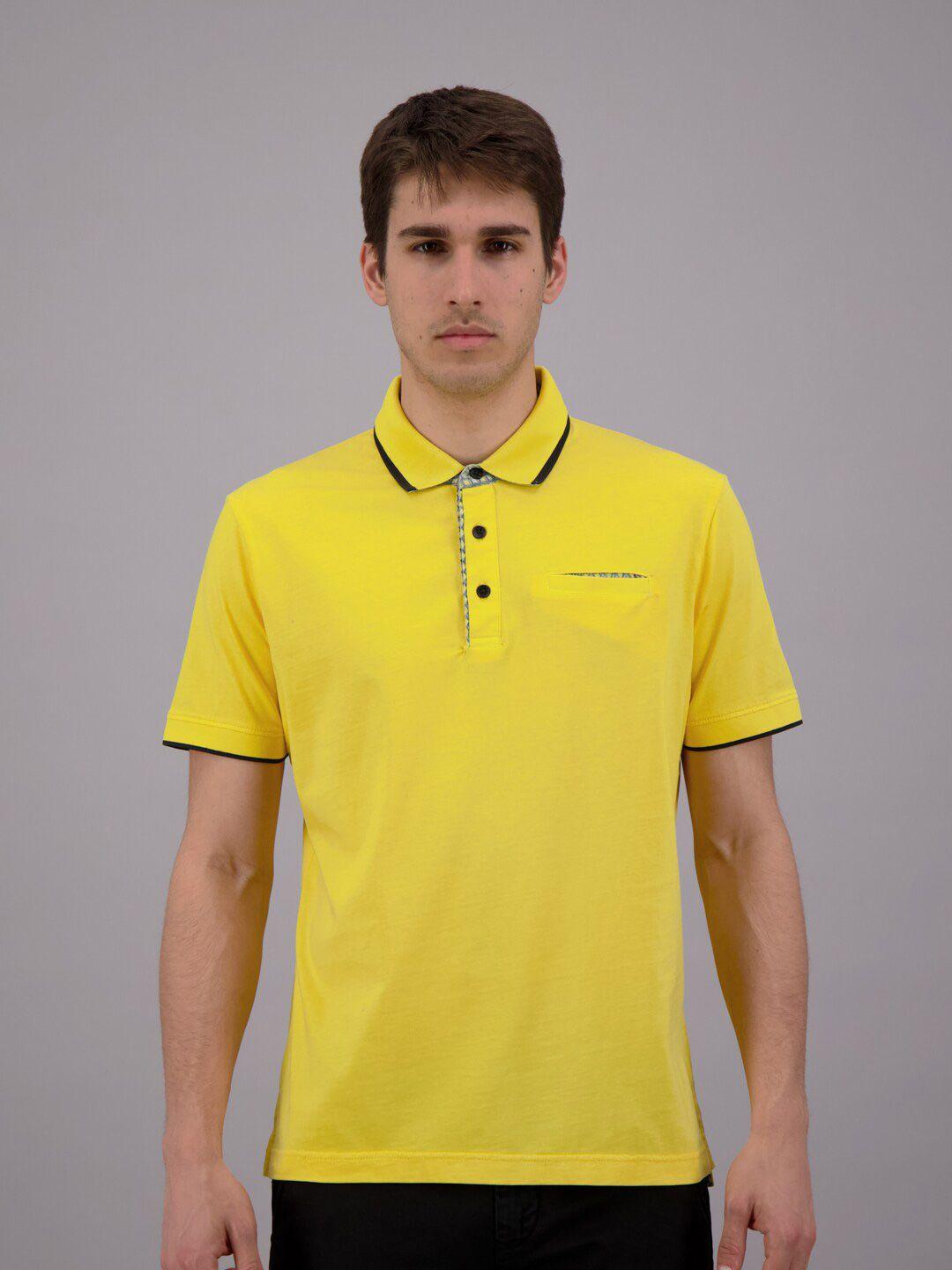 freesoul men yellow polo collar t-shirt