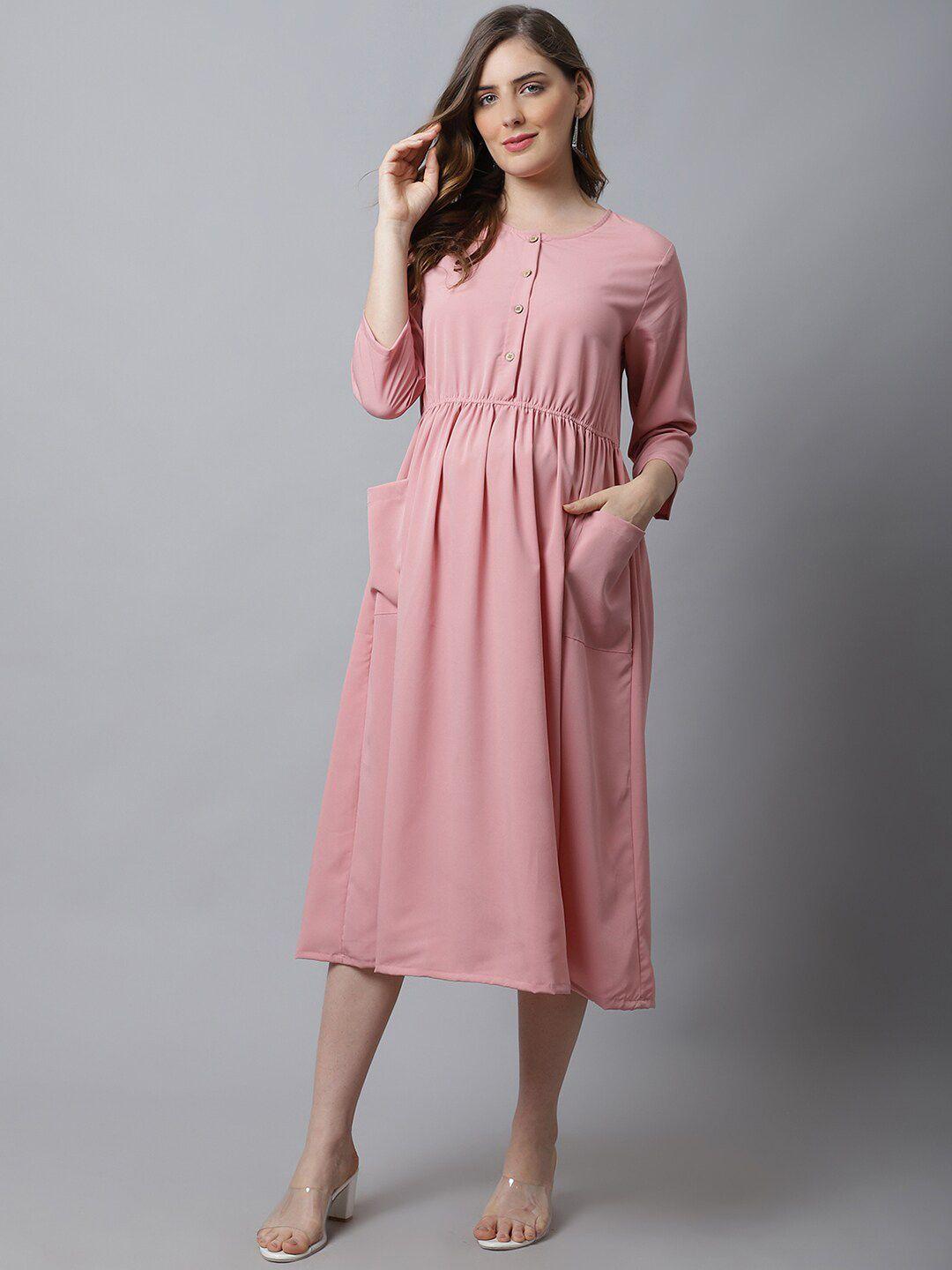 frempy crepe maternity a-line midi dress