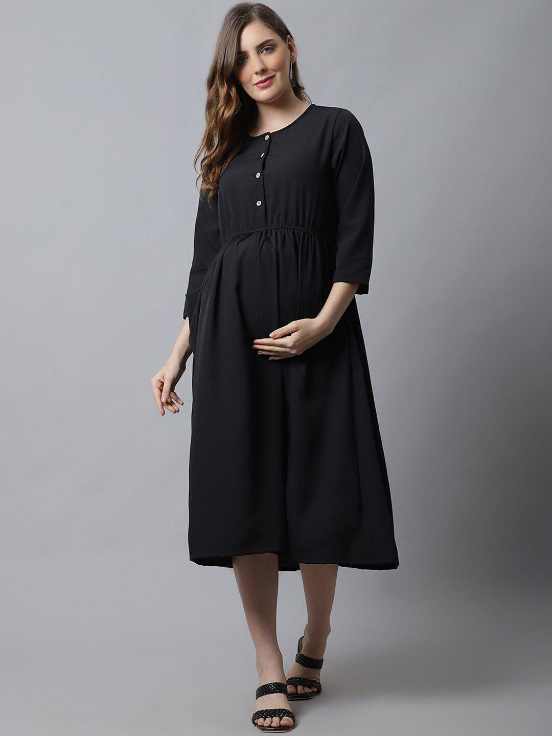 frempy crepe maternity a-line midi dress