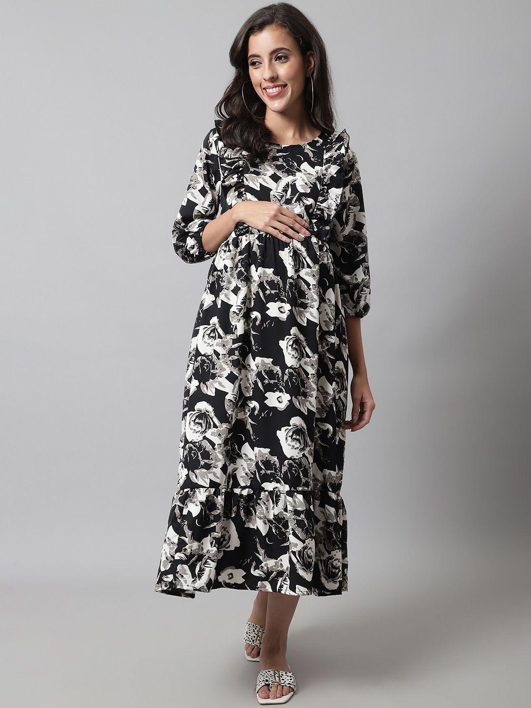 frempy floral crepe maternity midi dress