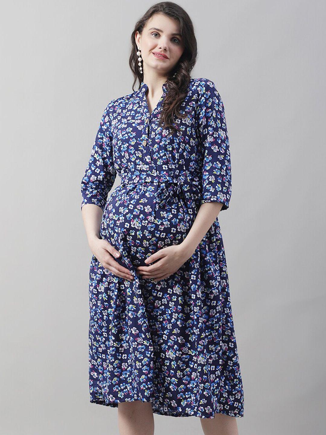 frempy floral print crepe maternity fit & flare dress