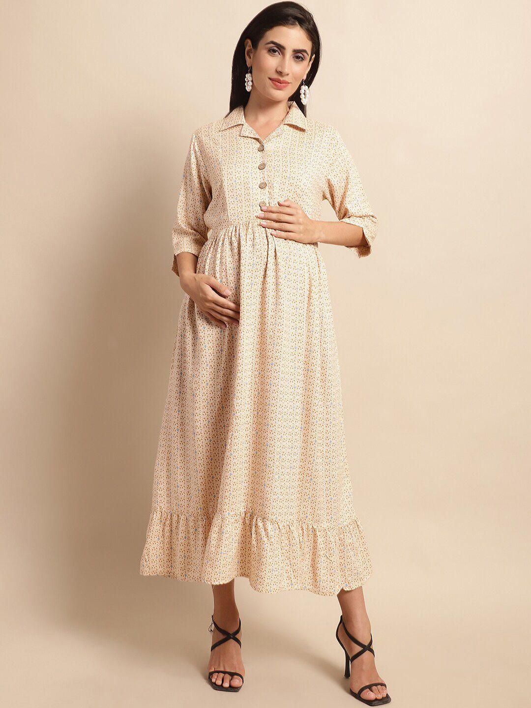 frempy off white polka dot maternity shirt maxi dress