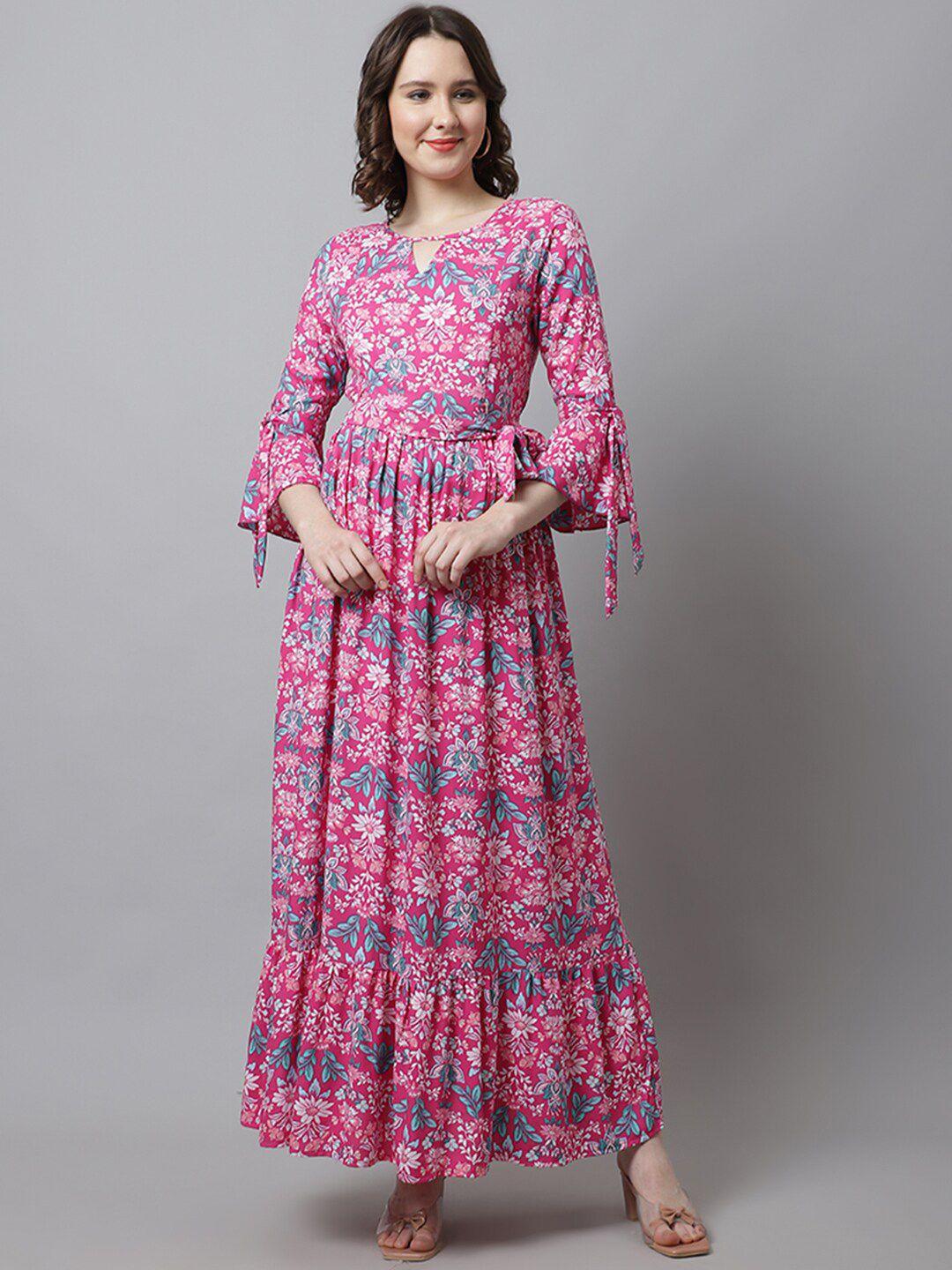 frempy pink floral printed maternity maxi dress