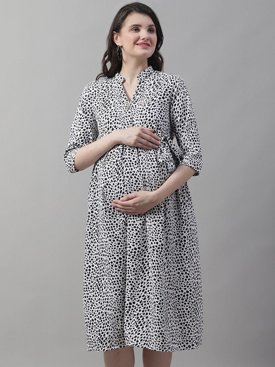 frempy print crepe maternity empire midi dress