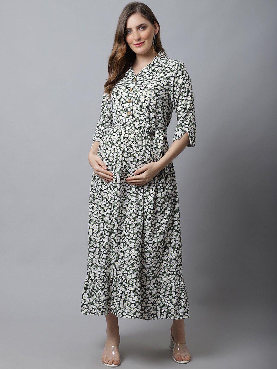 frempy women black & white floral maternity maxi dress