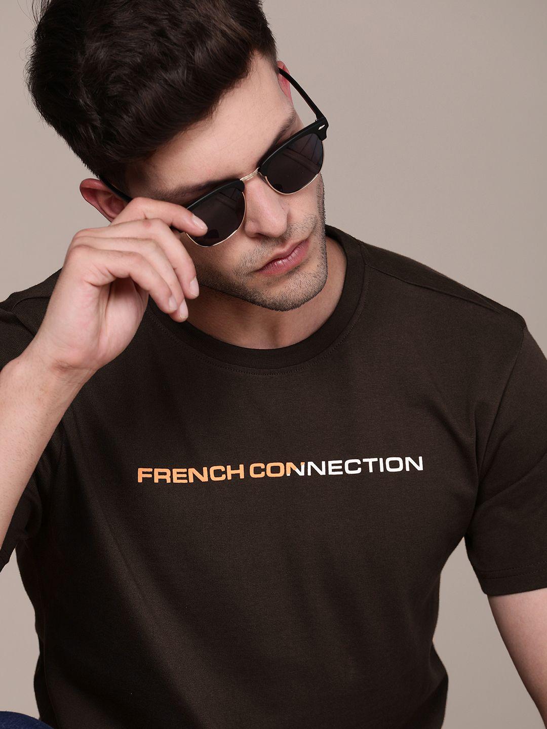 french connection brand logo printed pure cotton t-shirt