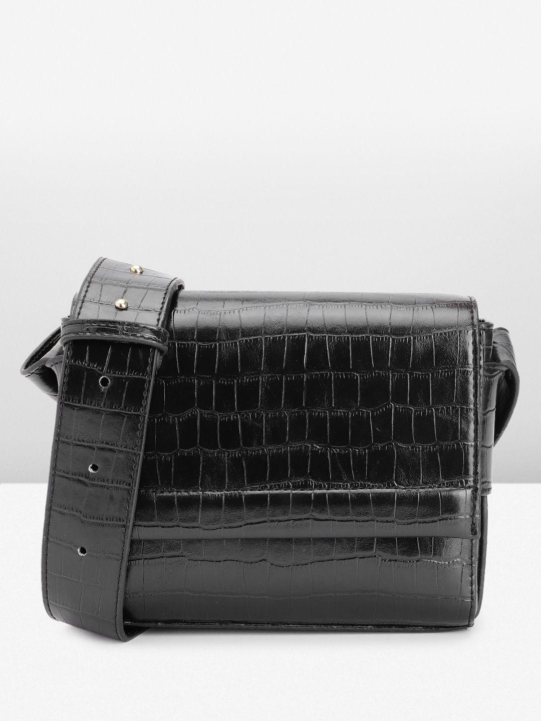 french connection crocodile textured pu structured sling bag