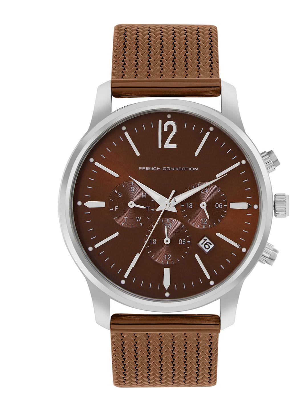 french connection men textured dial & bracelet style straps analogue watch fcn00056e