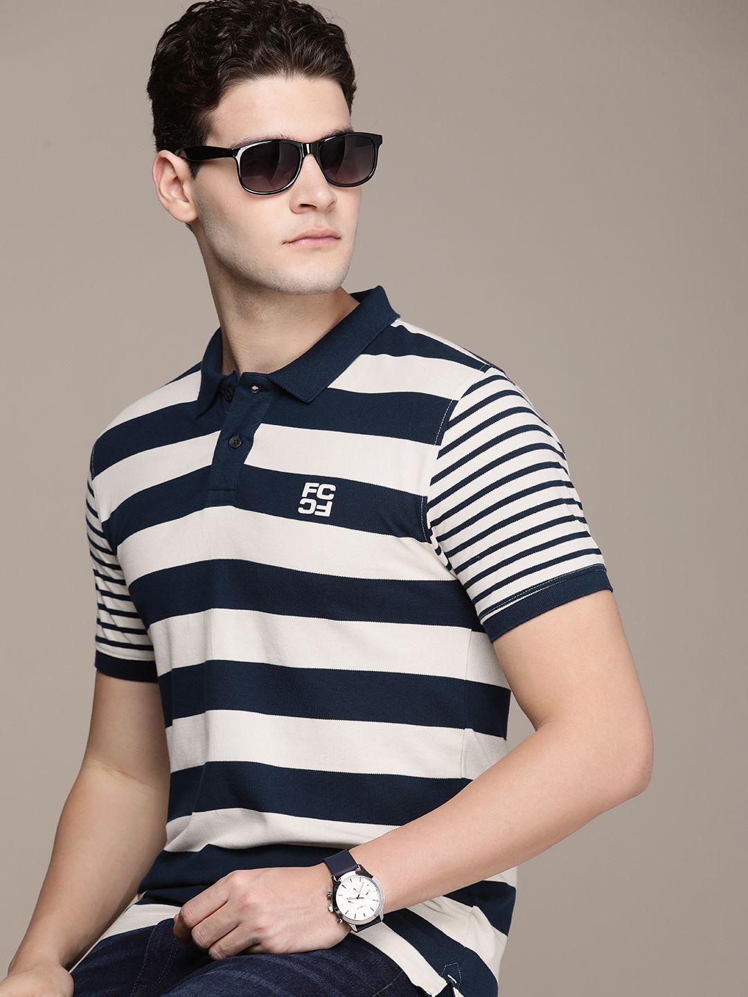 french connection pure cotton polo collar striped t-shirt