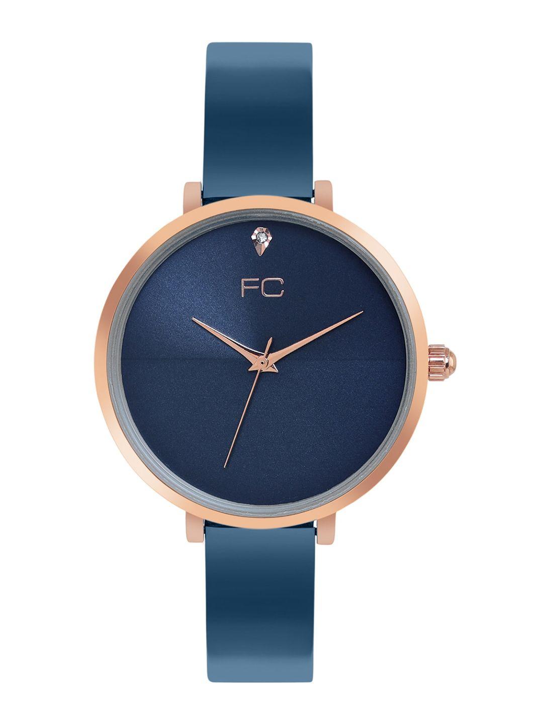 french connection women printed dial & blue stainless steel straps analogue watch fcn00076b