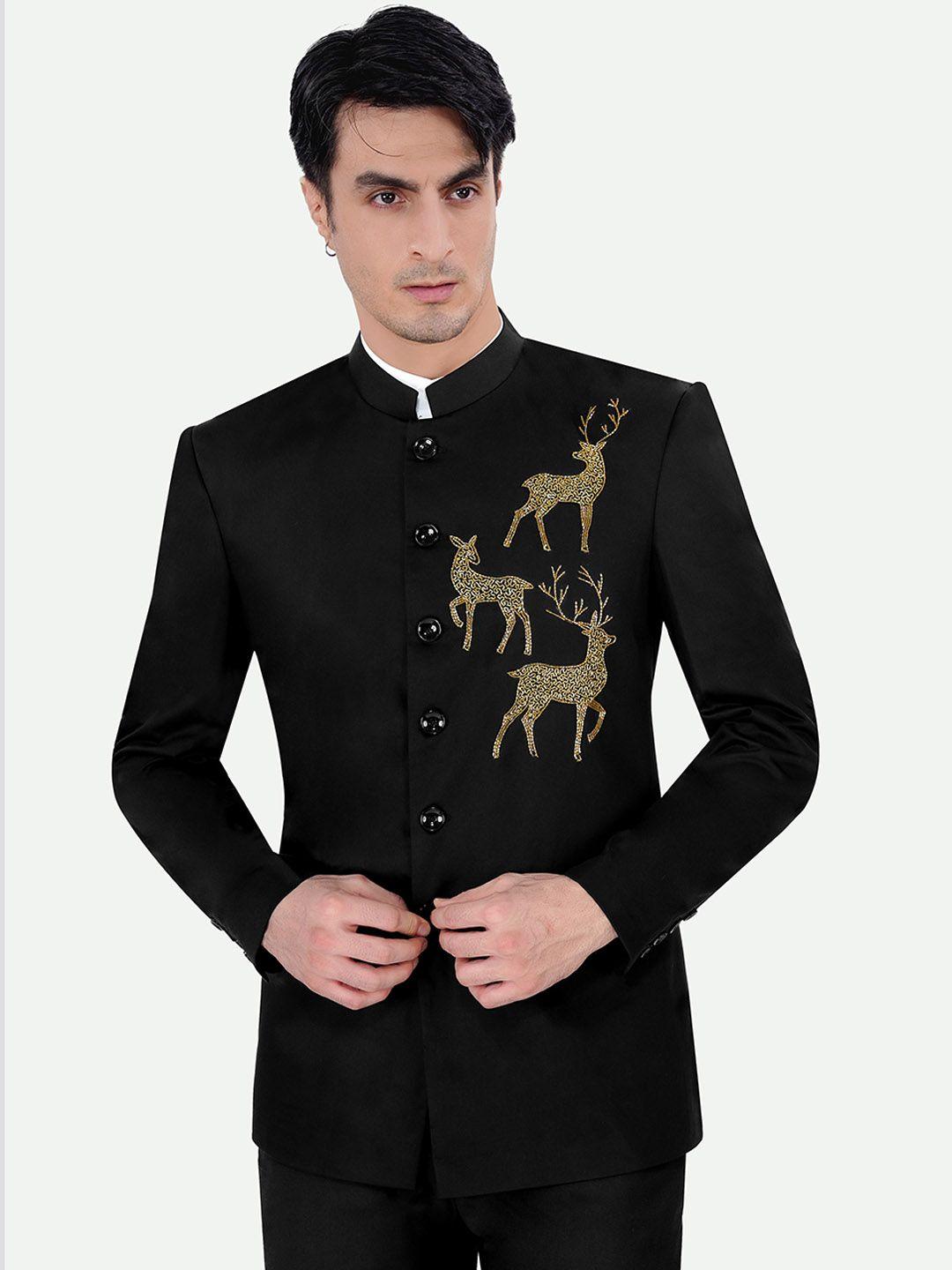 french crown embroidered bandhgala designer blazer