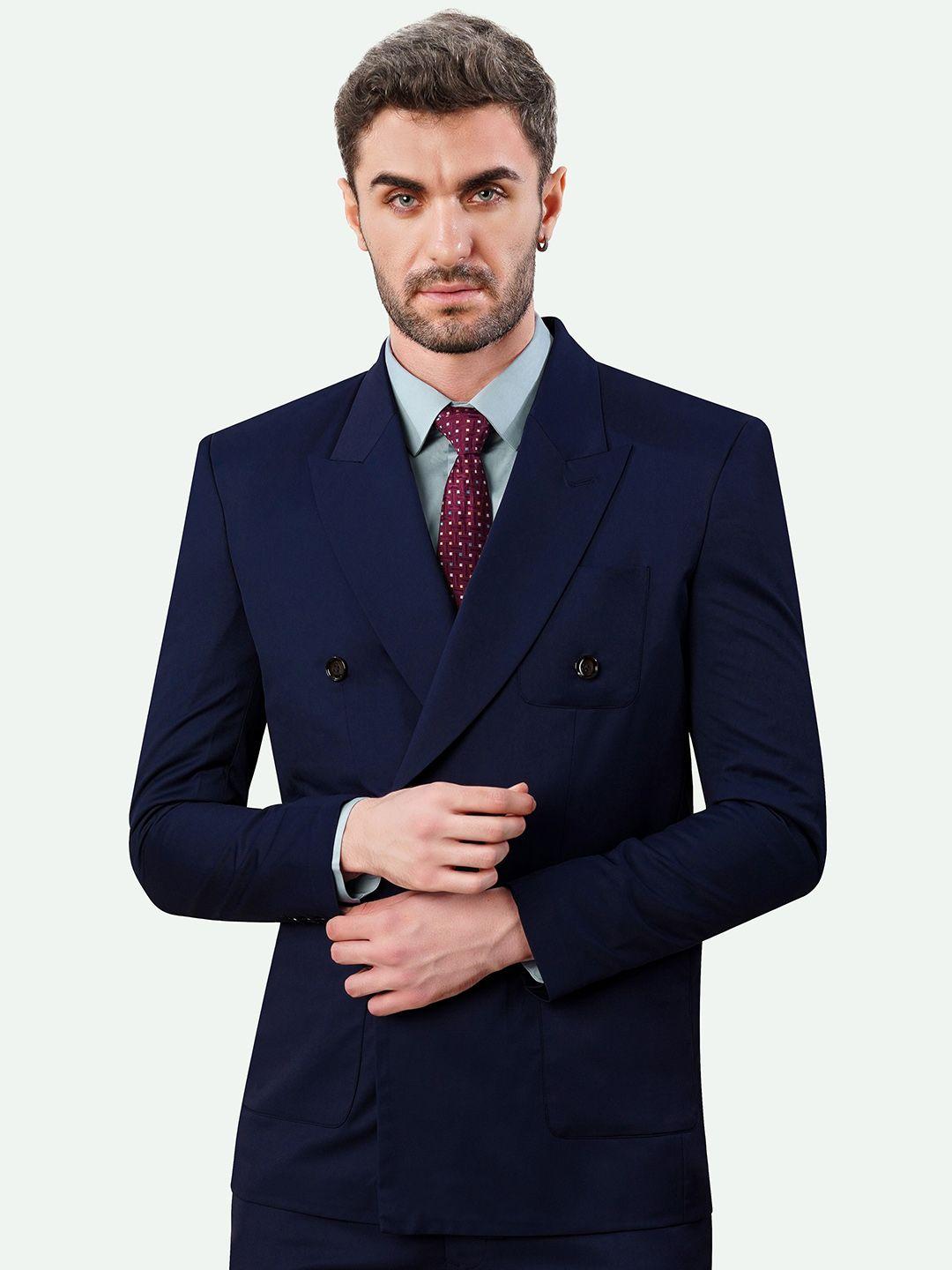 french crown men slim-fit double breasted formal blazer