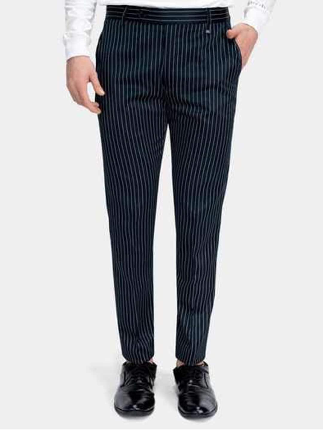 french crown men striped relaxed wrinkle free chambray chinos trousers