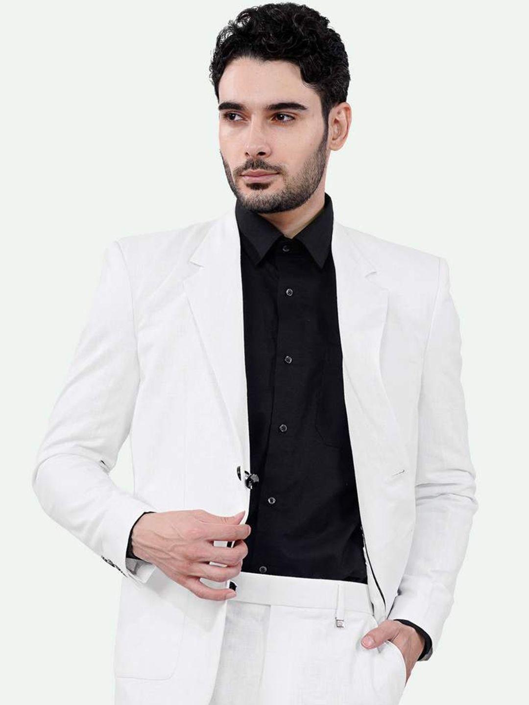 french crown regular-fit single breasted linen formal blazer