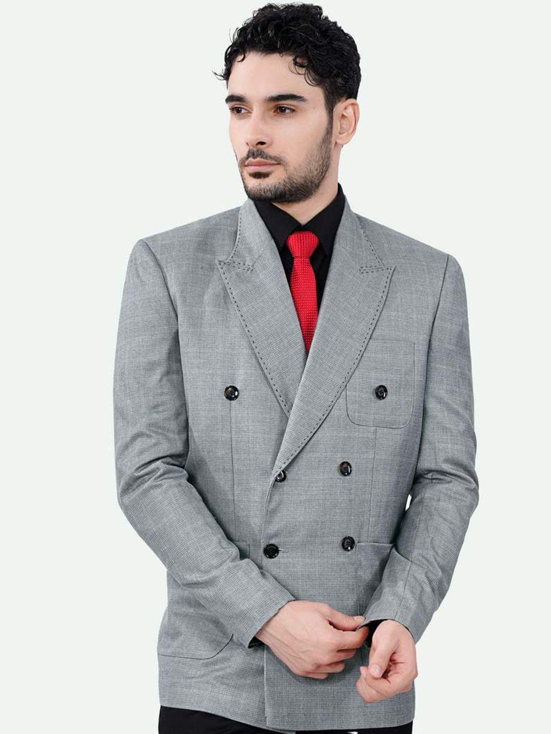 french crown textured double breasted formal blazer