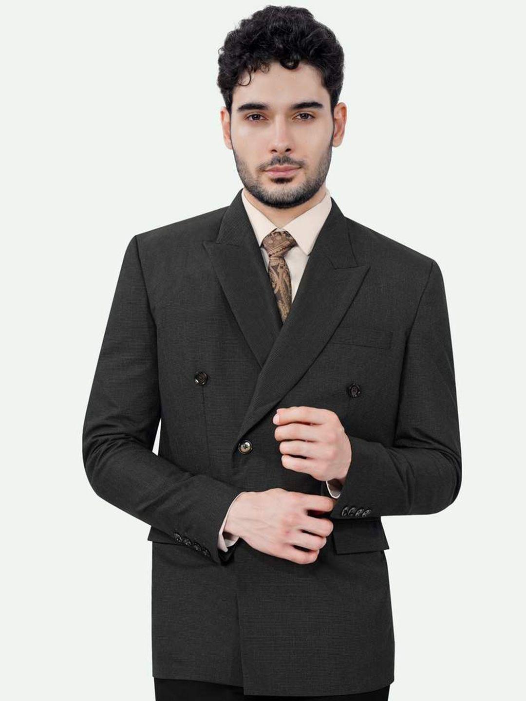 french crown zeus textured peaked lapel double breasted formal blazer
