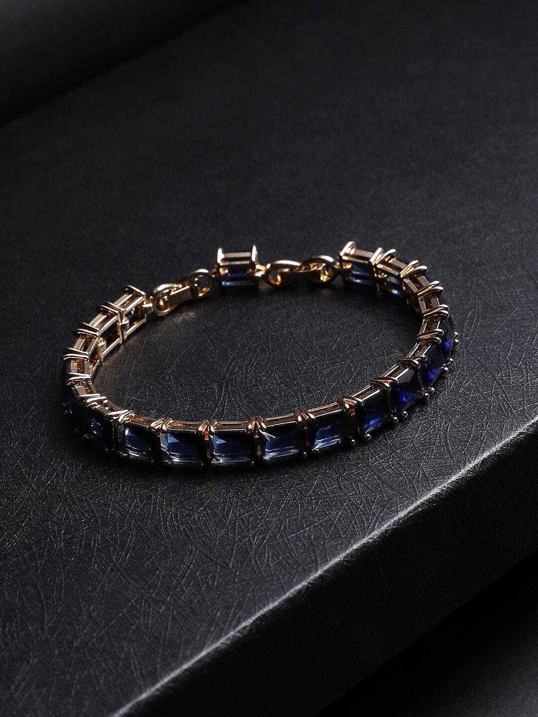 french accent men gold-plated geometric stone tennis link bracelet