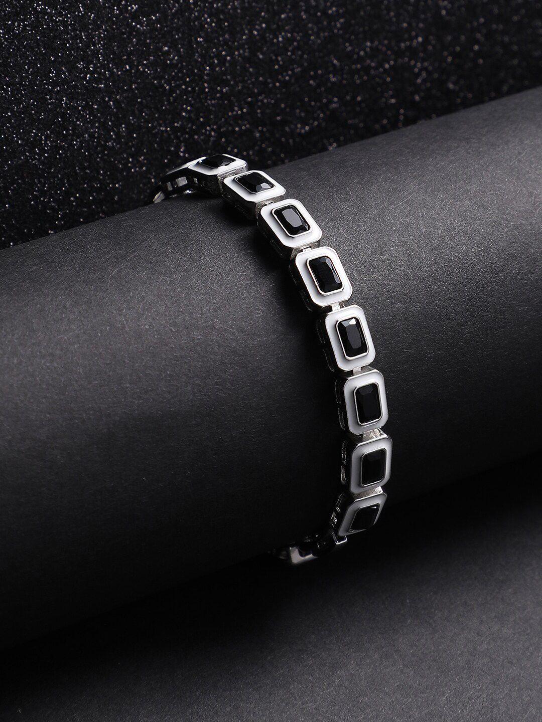 french accent men silver-plated link bracelet