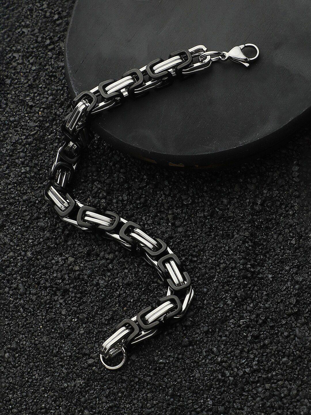 french accent men silver plated twisted link bracelet