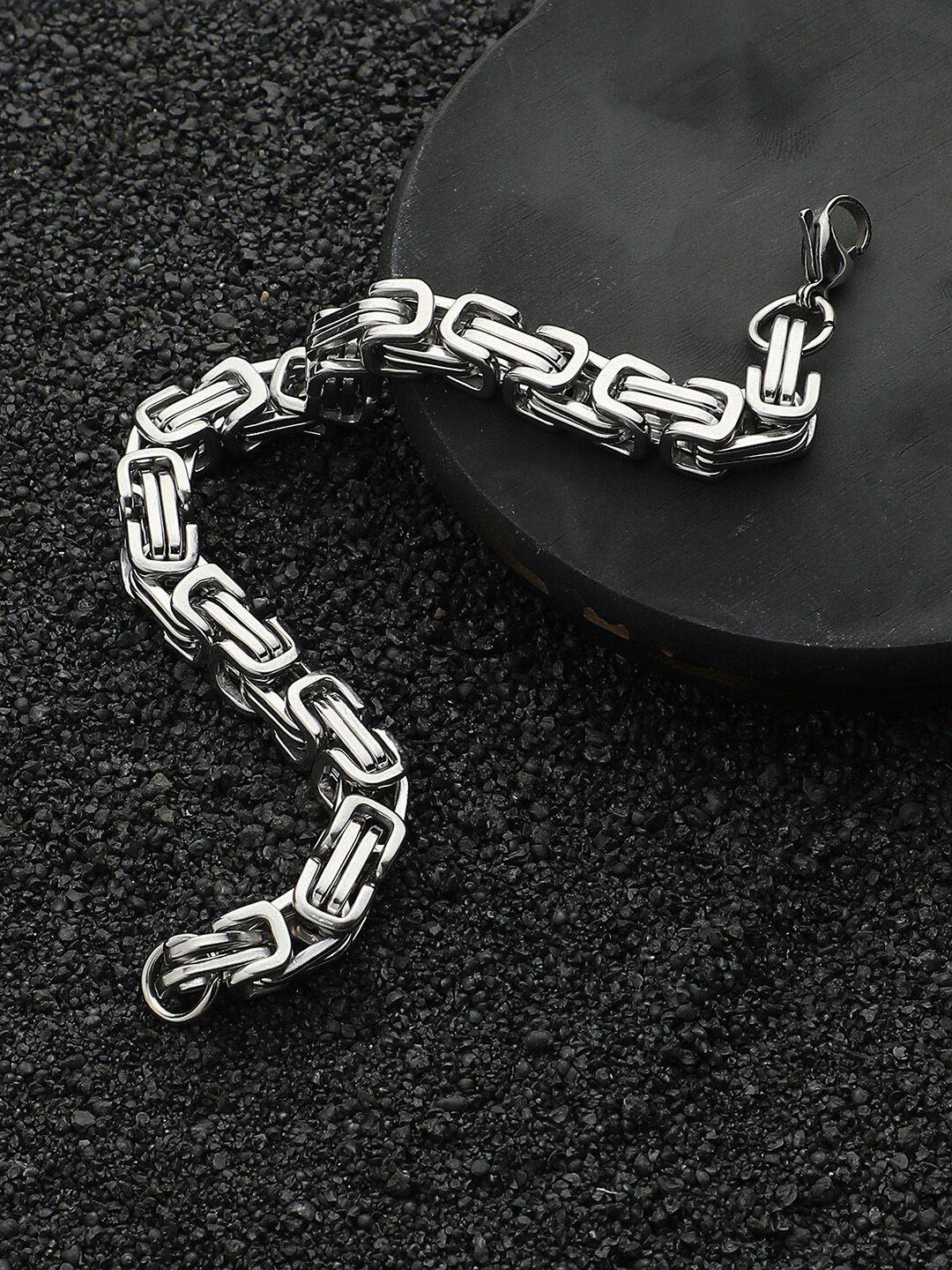 french accent men silver plated twisted link bracelet