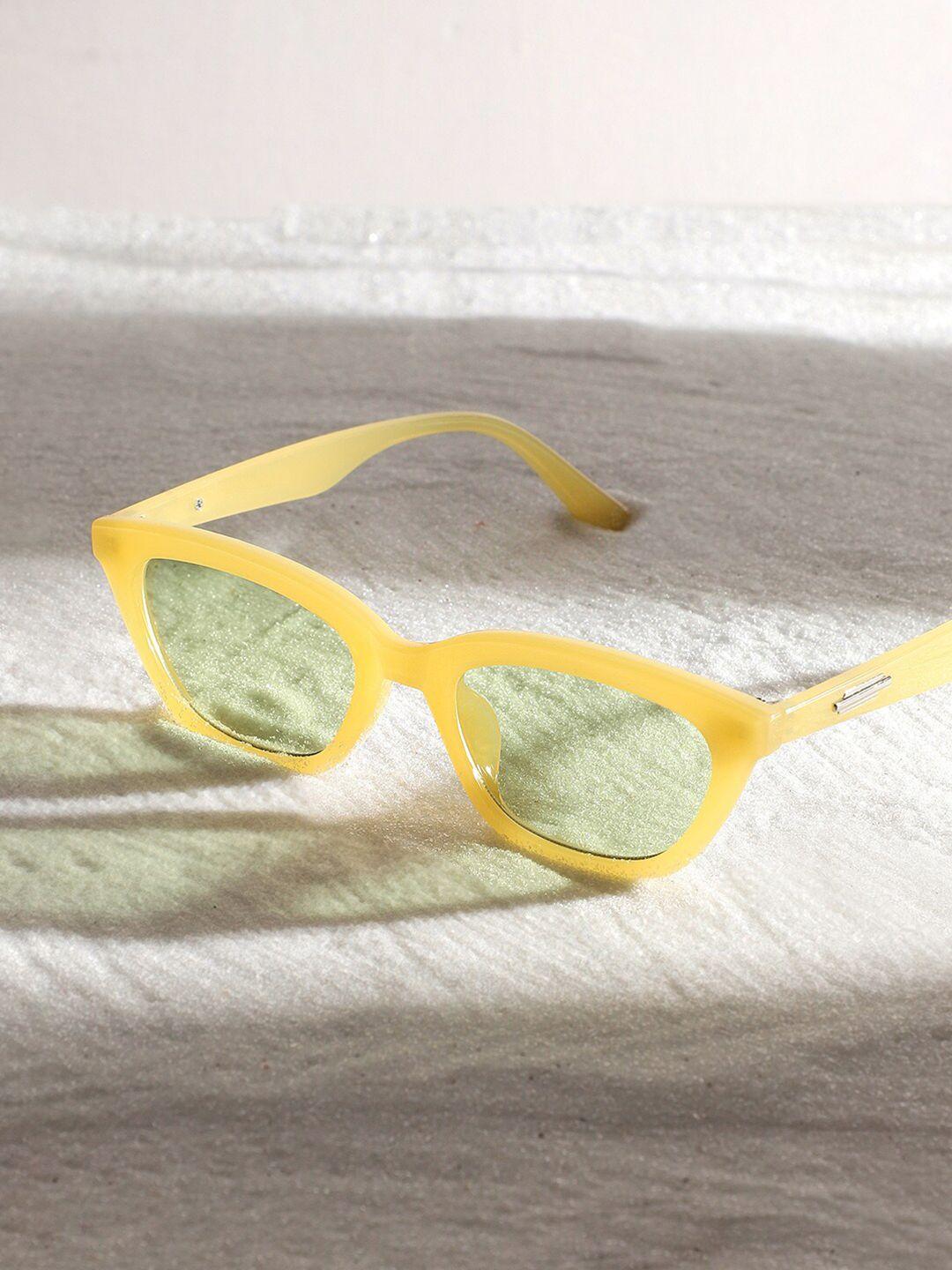 french accent men yellow lens & yellow cateye sunglasses with uv protected lens