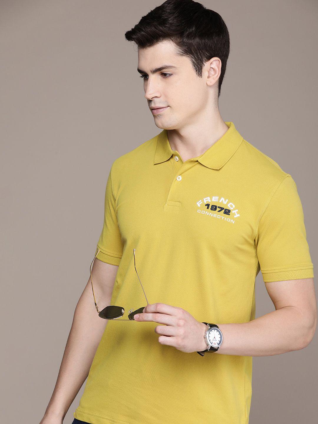 french connection brand logo printed polo collar casual t-shirt