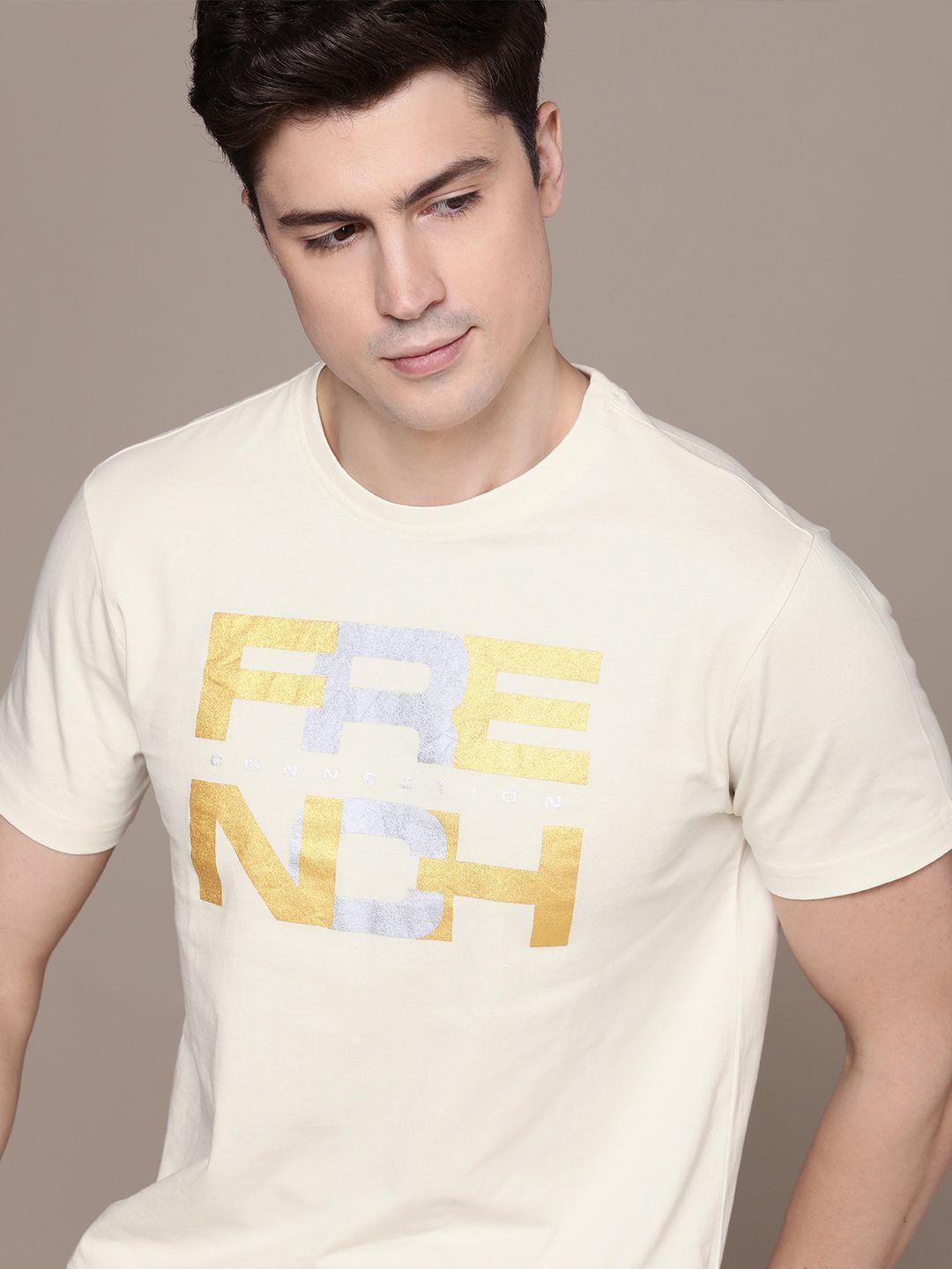 french connection brand logo printed pure cotton t-shirt