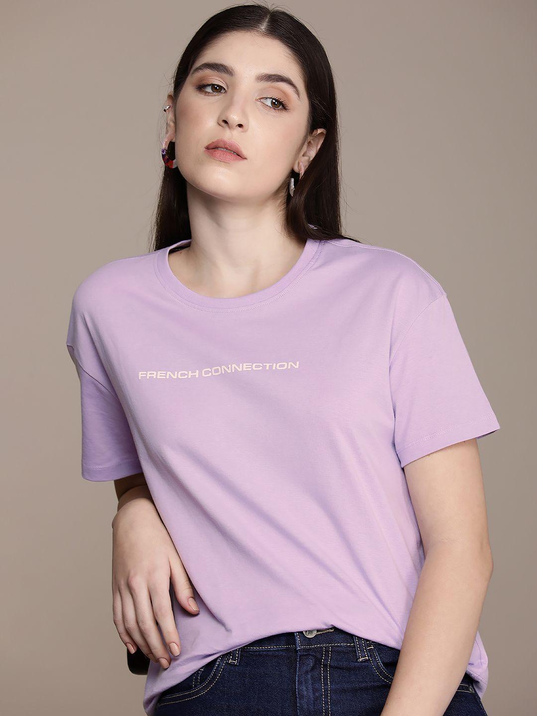 french connection drop-shoulder sleeves pure cotton t-shirt