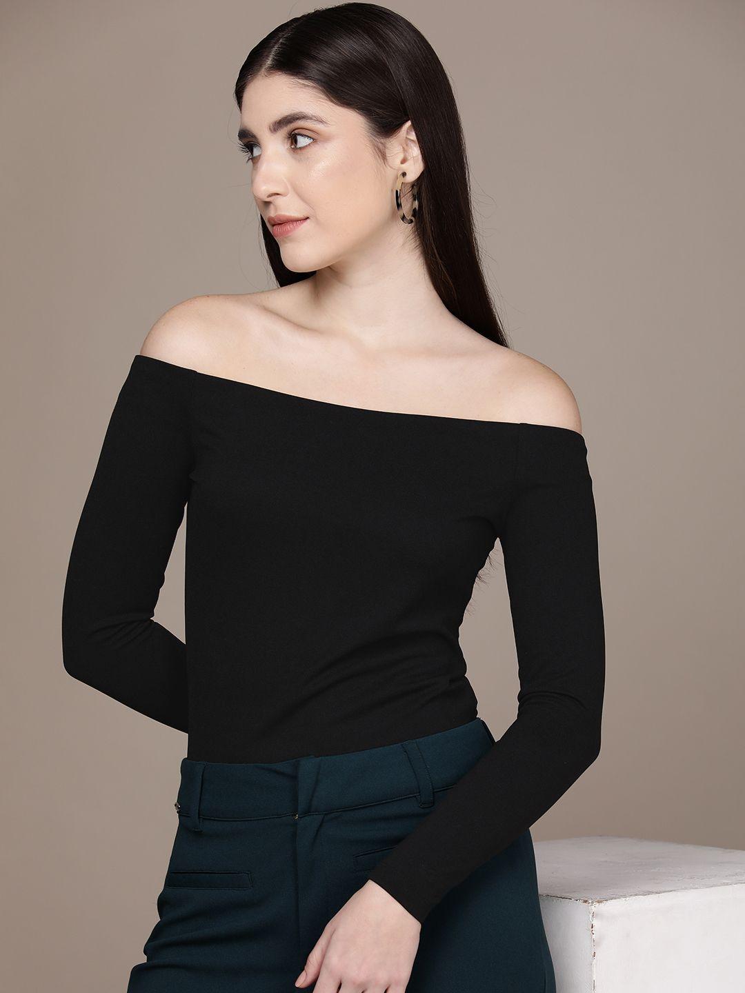 french connection long sleeves off-shoulder top