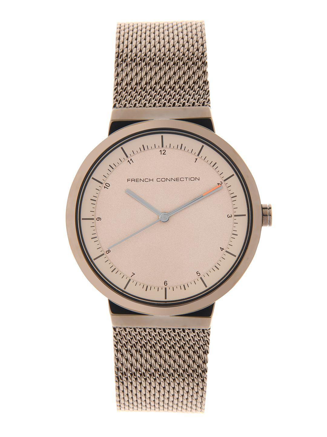 french connection men beige analogue watch fc156bm