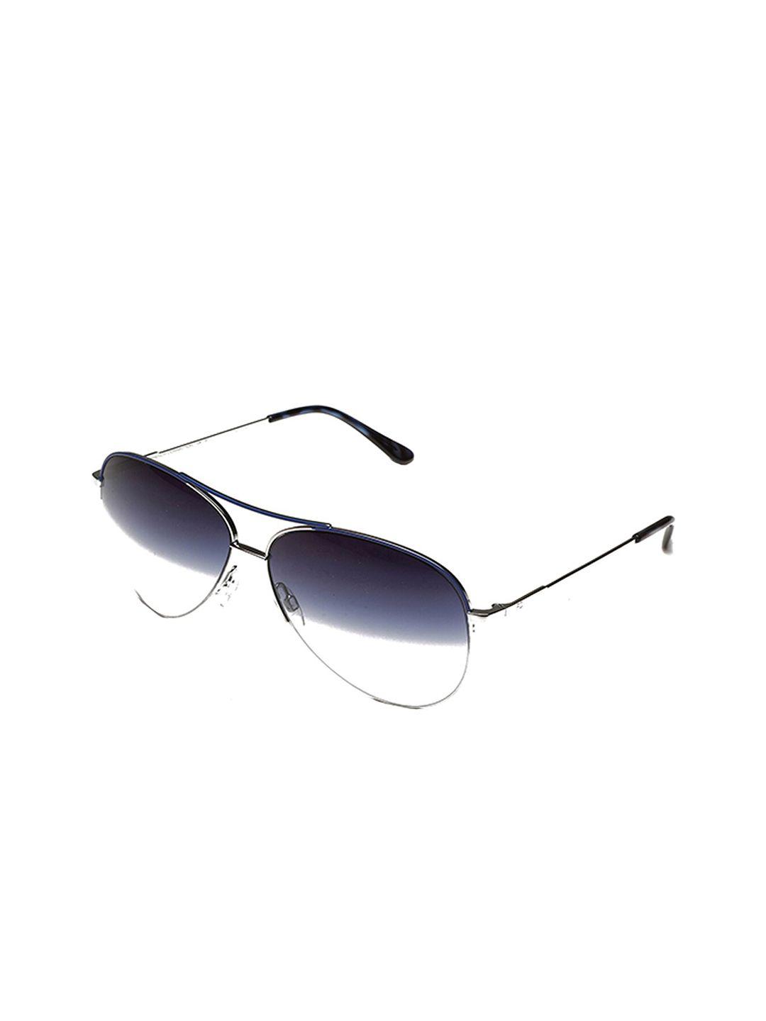 french connection men blue lens & gunmetal-toned aviator sunglasses with uv protected lens