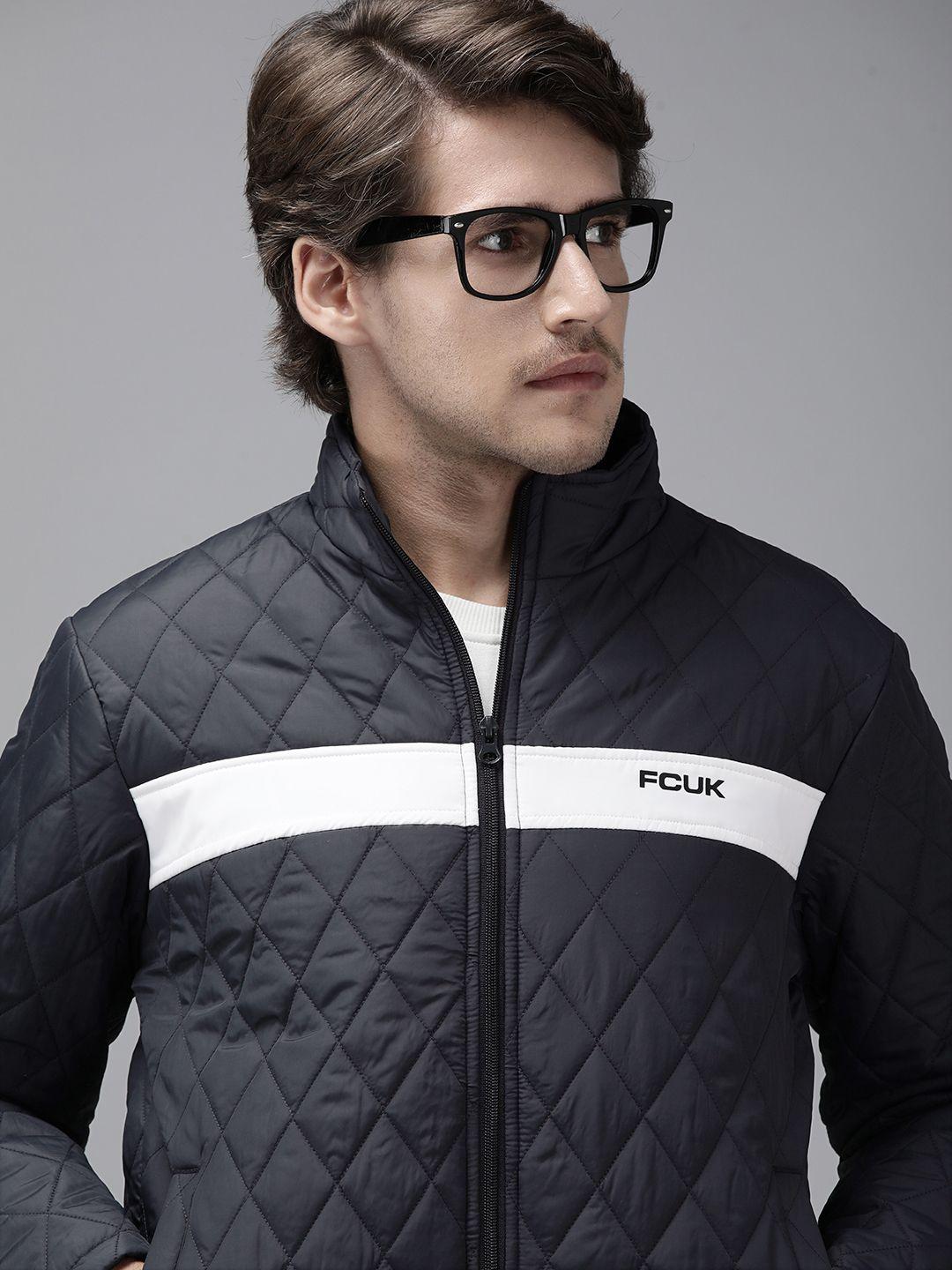 french connection men blue quilted jacket
