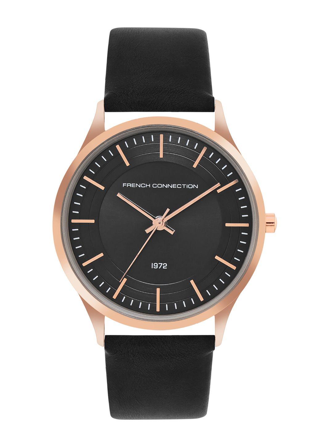 french connection men dial & leather straps analogue watch fcn00047b
