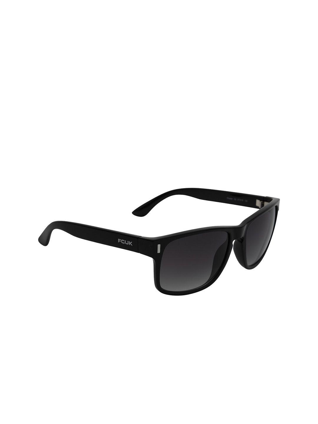 french connection men grey lens & black square sunglasses &uv protected lens fcuk chester