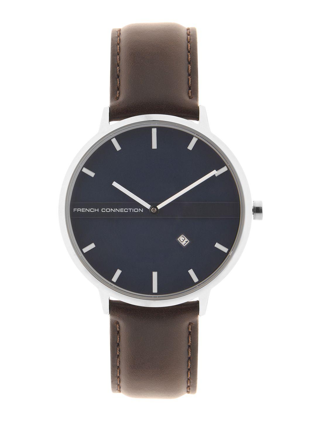 french connection men navy blue analogue watch fcm0001a