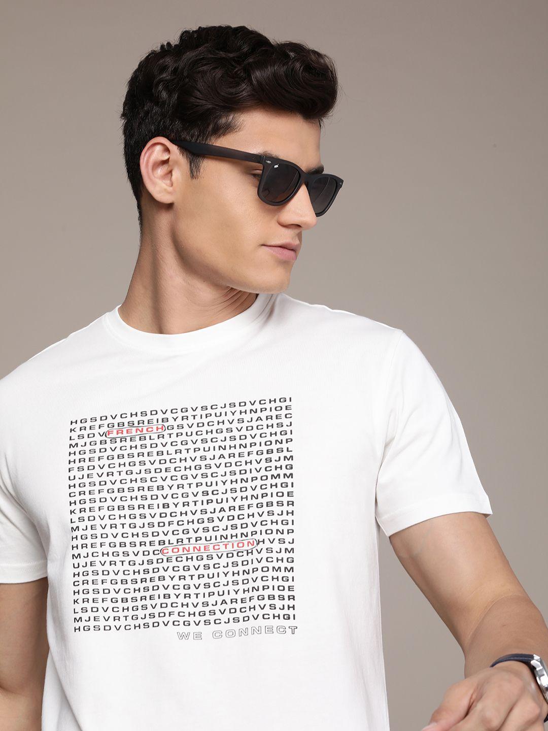 french connection men typography printed pure cotton t-shirt