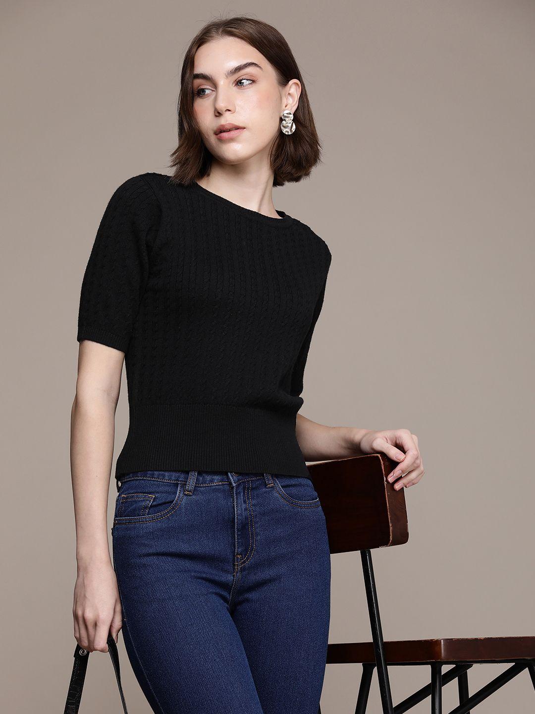 french connection pure cotton cable knit ribbed pullover