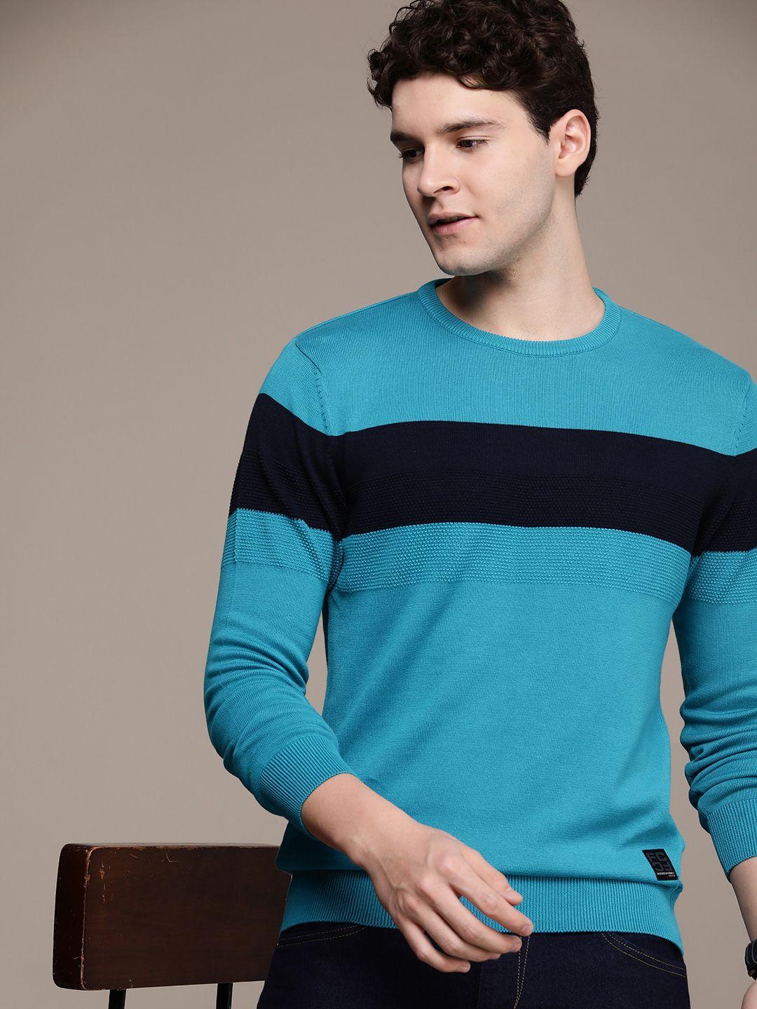 french connection pure cotton long sleeves knitted striped pullover