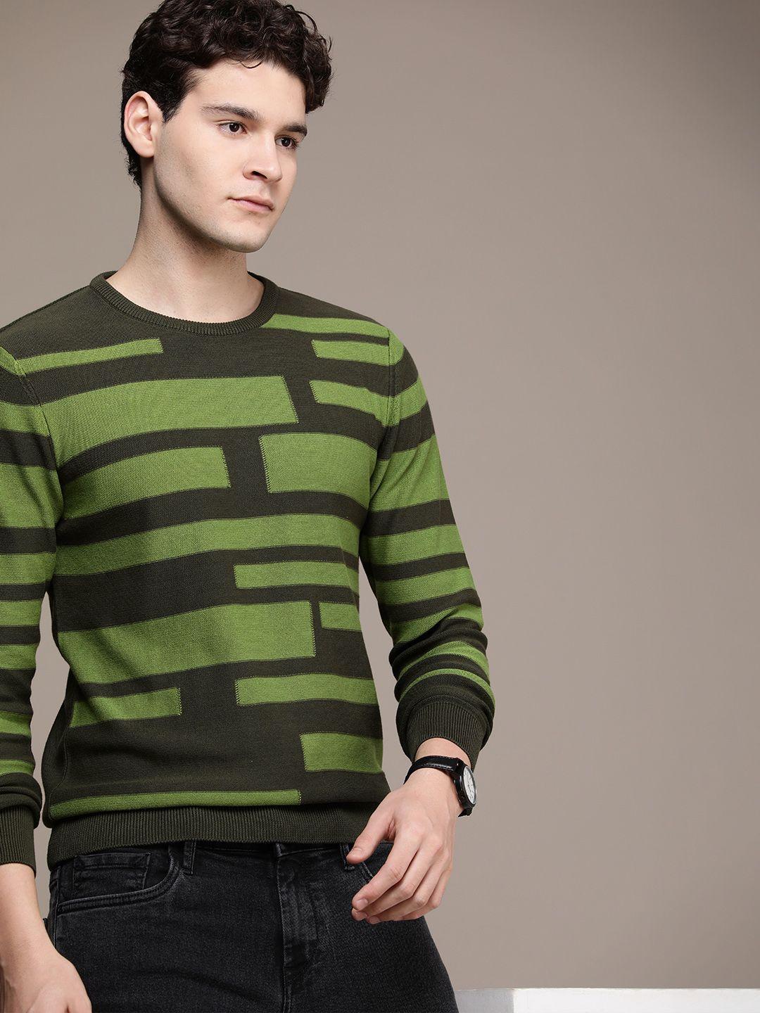 french connection pure cotton striped long sleeves knitted pullover