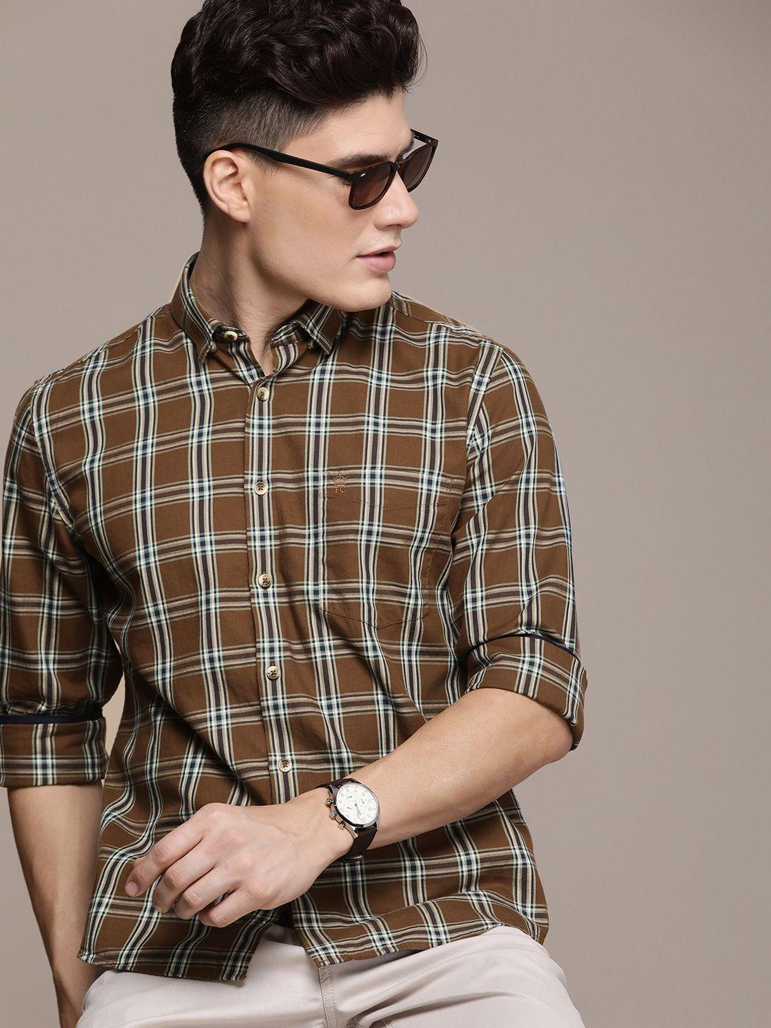 french connection slim fit checked pure cotton casual shirt