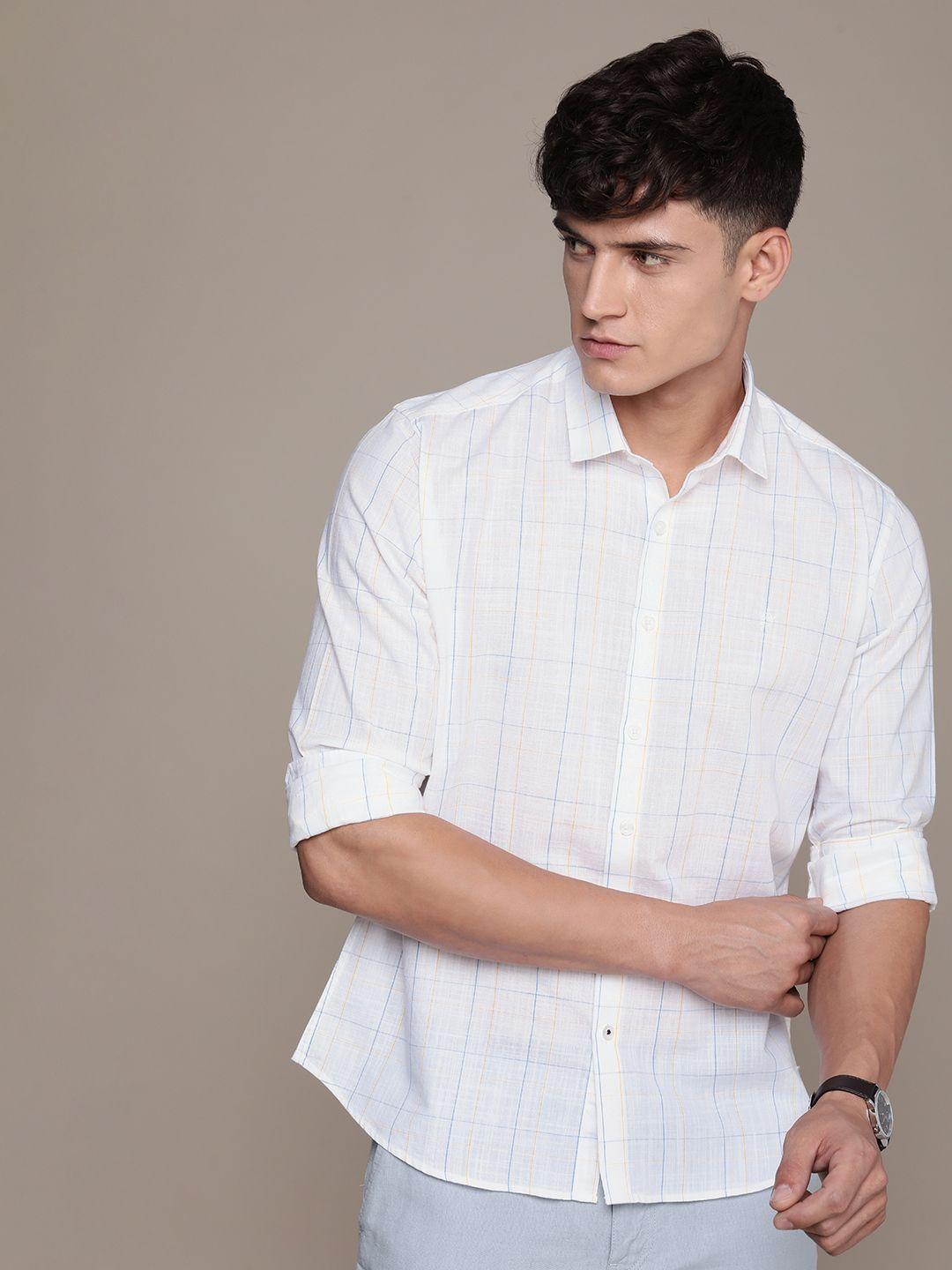 french connection slim fit checked pure cotton casual shirt