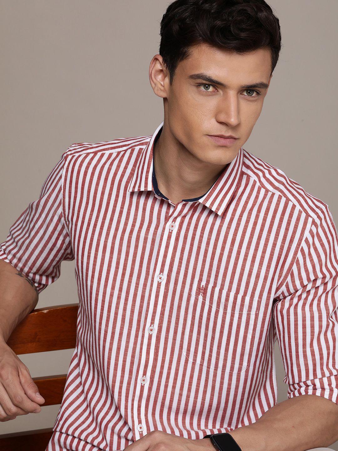 french connection slim fit striped pure cotton casual shirt