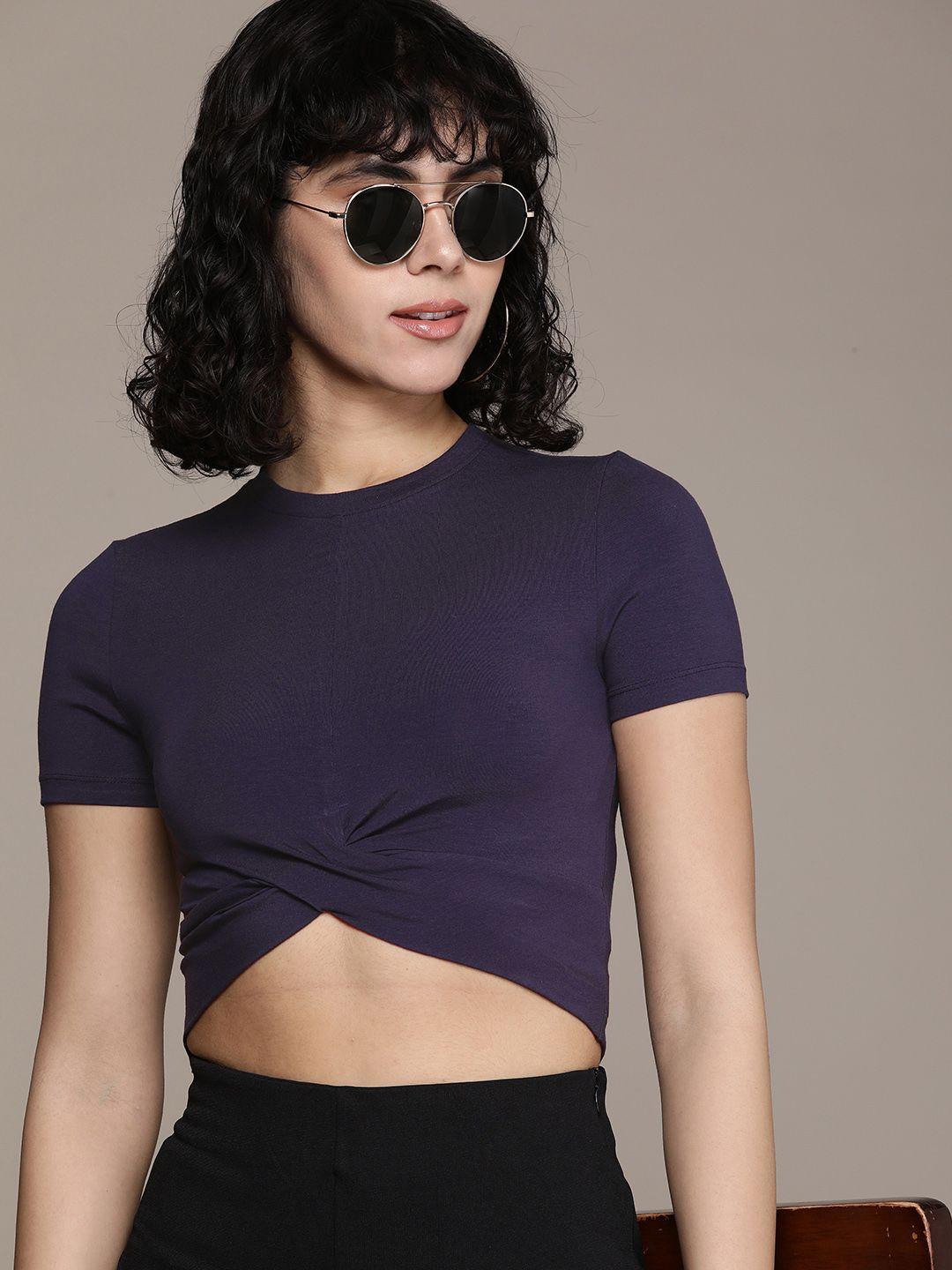 french connection solid cropped t-shirt