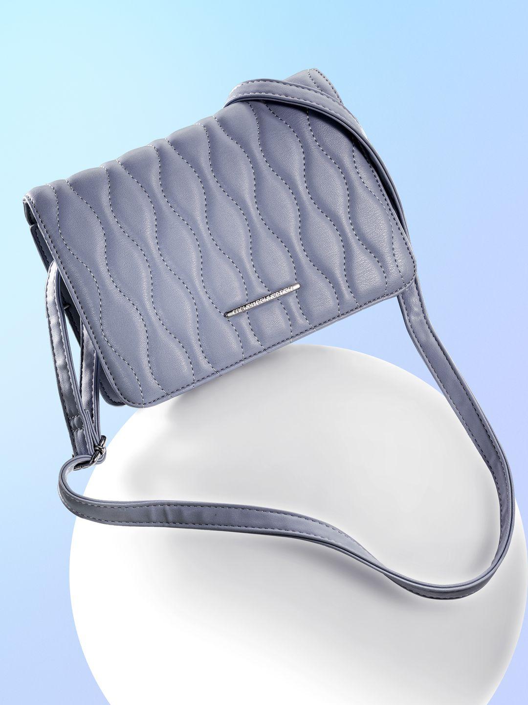 french connection solid quilted structured sling bag